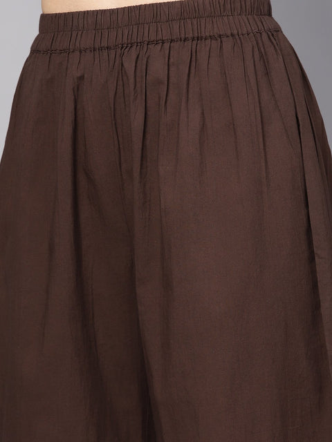 Round neck kurta with Gathered Full sleeves & Handkerchief Palazzo