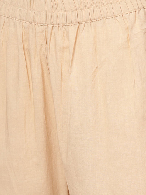 Green 3/4th sleeve rayon kurta With beige palazzo and dupatta