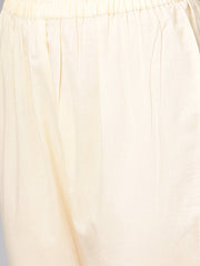 Teal blue 3/4th sleeve cotton kurta with Beige palazzo and printed dupatta