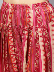 Women Orange & Pink Printed Kurta with Palazzos & Dupatta