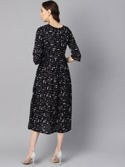 Quirky spoon print box pleated dress with frilled sleeves