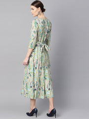 Floral Print Dress with gathers in centre with a belt at the back
