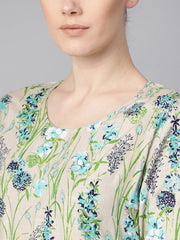 Floral Print Dress with gathers in centre with a belt at the back