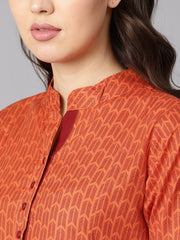 A line Pleated kurta with border detailing on the sleeves with straight solid pants