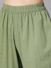 Beige floral printed  Boat neck half sleeve straight kurta with solid pants.