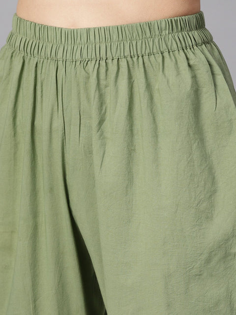 Beige floral printed  Boat neck half sleeve straight kurta with solid pants.