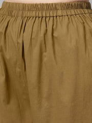 Peach Floral Printed Kurta with Solid Olive Green Pants