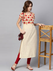 Off white elephant printed cap sleeve kurta