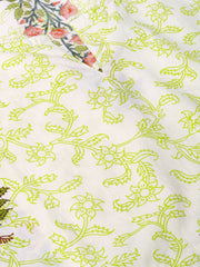 Women Green & Red Printed Kaftan Kurta