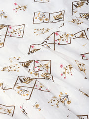 Women White & Brown Printed A-Line Top