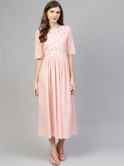 Women Pink Solid A-Line Dress