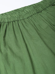 Women Green Bandhani Printed Kurta with Trousers