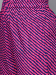 AASI - HOUSE OF NAYO Women Floral Pink with gold printed chinese collared with 3/4th sleeves straight kurta with pink leheriya printed pants