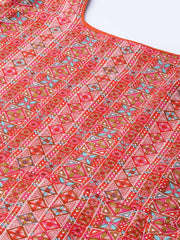 Women Red & Pink Geometric Printed Maxi Dress