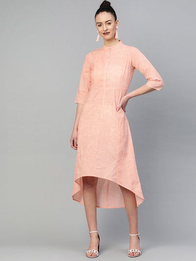AASI - HOUSE OF NAYO Women Peach Solid Dress