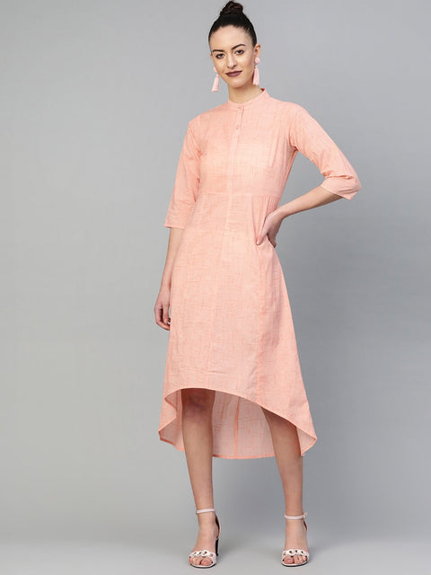 AASI - HOUSE OF NAYO Women Peach Solid Dress