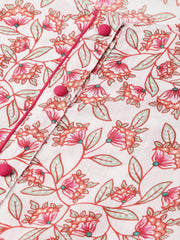 Women White & Pink Floral Printed Maxi Dress