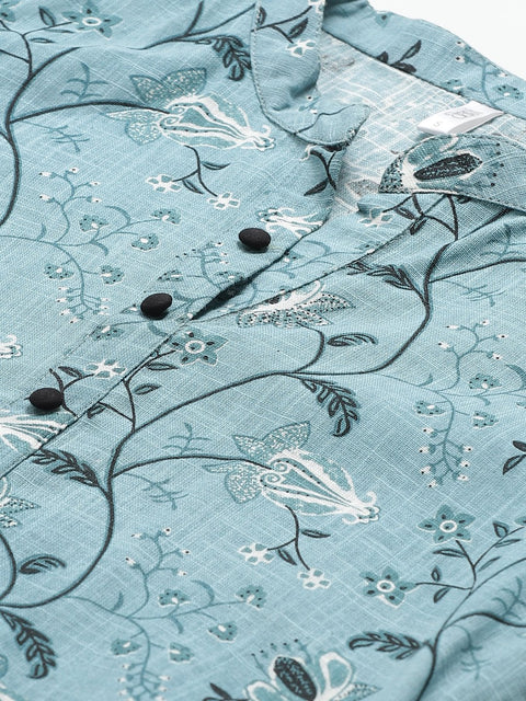 Women Straight Grey & Black Printed kurta & Palazzo Set