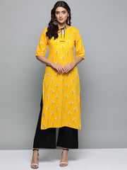 Women  Three-Quarter Sleeves Straight Kurta with palazzo