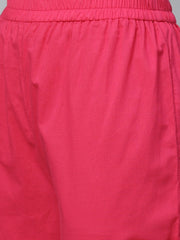 Women Navy Blue Three-Quarter Sleeves Flared Kurta with Trouser