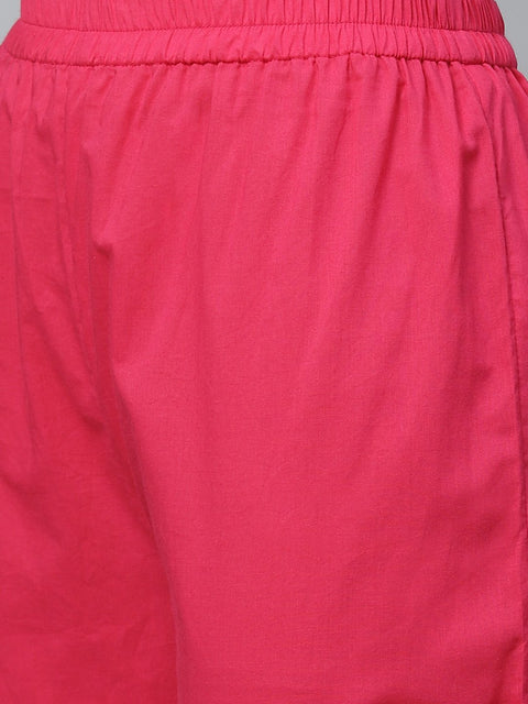 Women Navy Blue Three-Quarter Sleeves Flared Kurta with Trouser