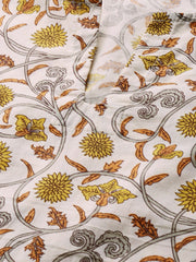 Women Cream And multi floral prnt Top and pant set