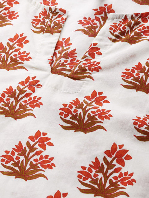 Women White and multi floral prnt Top and pant set