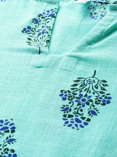 Women Turq Green And multi floral prnt Top and pant set