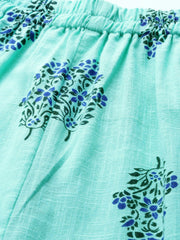 Women Turq Green And multi floral prnt Top and pant set
