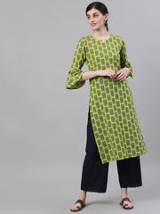 Women Black Calf Length Short Sleeves Kaftan Bandhani Dyed Cotton Kurta