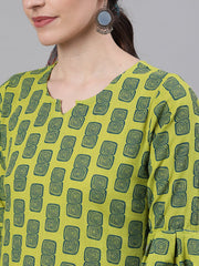 Women Black Calf Length Short Sleeves Kaftan Bandhani Dyed Cotton Kurta