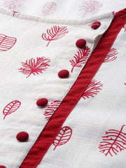 Women White Three-Quarter Sleeves Flared Kurta With Palazzo