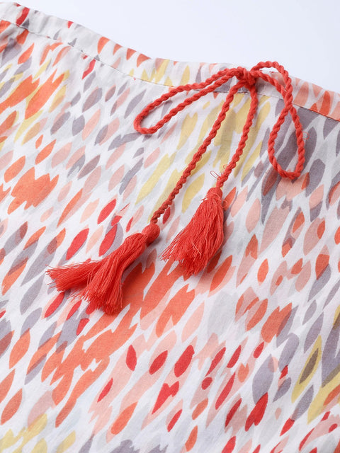 Women Multi Abstract Printed Halter Neck Cotton A-Line Dress