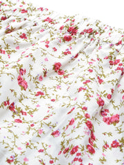 Women white floral printed night suit