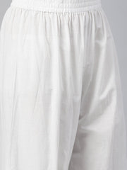 Women White Three-Quarter Sleeves Flared Kurta With Palazzo