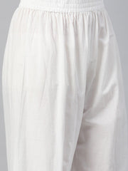 Women White Three-Quarter Sleeves Straight Kurta With Palazzo