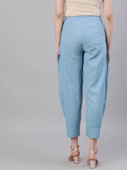 Women Blue Regular Fit Solid Joggers