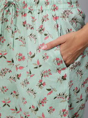 Women Green Floral Printed Night Suit