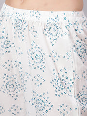 Women Off White Printed Flared kurta With Trouser & Dupatta