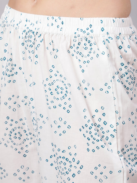 Women Off White Printed Flared kurta With Trouser & Dupatta