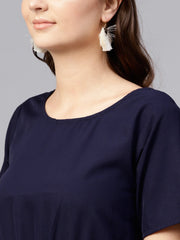 Multi Colored Maxi dress with round neck and Half sleeves