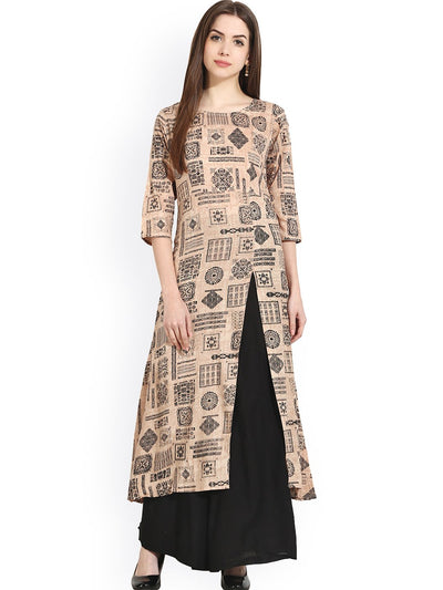 Nayo Multi print 3/4th Sleeve Rayon A-line Kurta