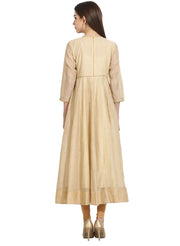 Beige 3/4th sleeve Khadi Anarkali kurta