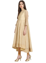 Beige 3/4th sleeve Khadi Anarkali kurta