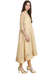 Beige 3/4th sleeve Khadi Anarkali kurta