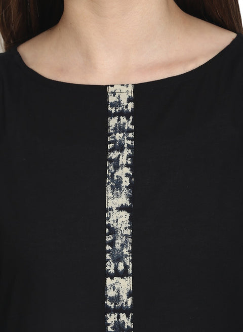 Black 3/4th sleeve cotton kurta