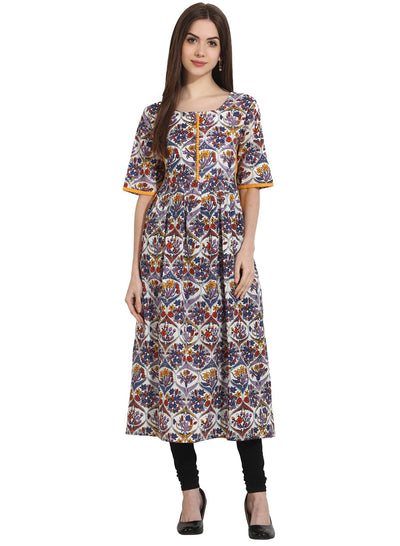 Multi 3/4th sleeve cotton anarkali kurta