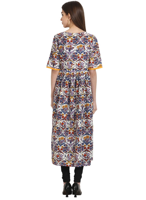Multi 3/4th sleeve cotton anarkali kurta