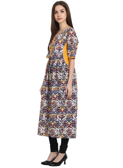 Multi 3/4th sleeve cotton anarkali kurta