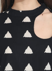 Black full printed 3/4th sleeve cotton anarkali kurta